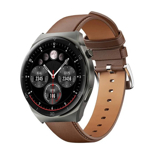 Aukey SW-2U Smartwatch 2 ultra okosóra barna bőr szíjjal - szürke