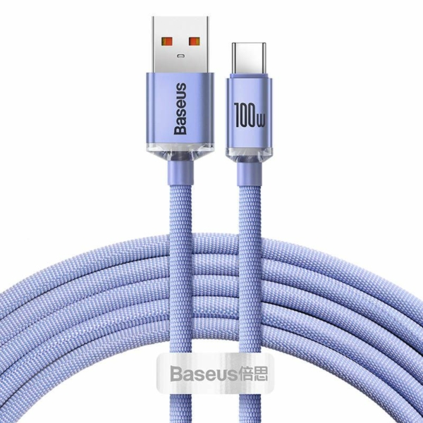 Baseus Crystal Shine USB - USB-C 100W 2m kábel - lila