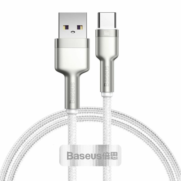 Baseus Cafule Metal USB - USB-C 66W 1m kábel - fehér