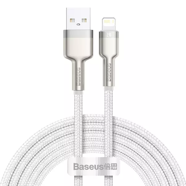 Baseus Cafule USB - Lightning 2,4A 2m sodrott kábel - fehér