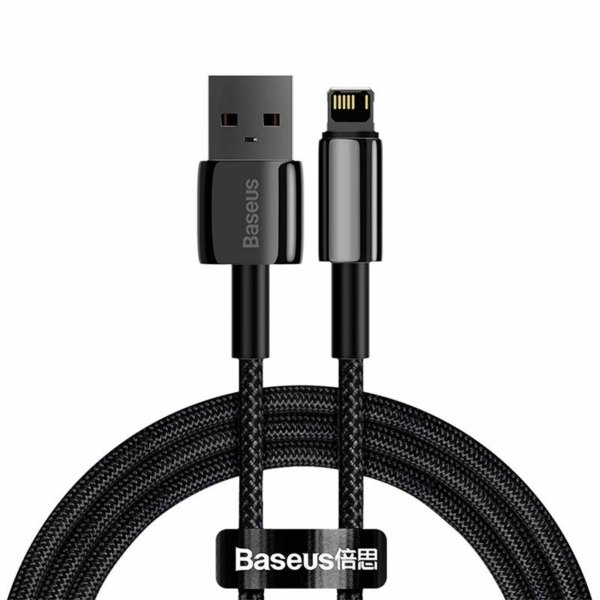 Baseus Tungsten Gold USB - Lightning 2,4A 1m kábel - fekete