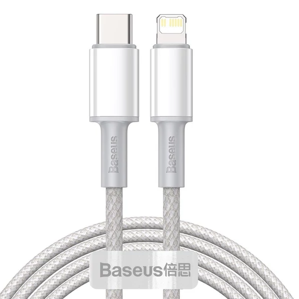 Baseus High Density USB-C - Lightning sodrott szövet PD 20W 2m kábel - fehér