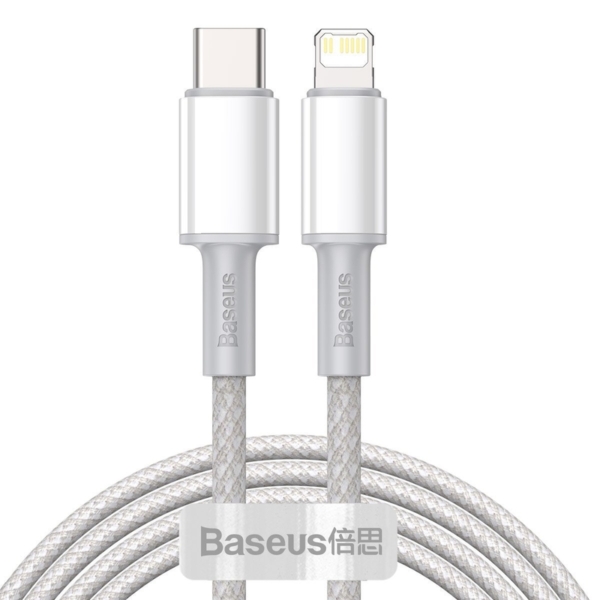 Baseus High Density USB-C - Lightning sodrott szövet PD 20W 2m kábel - fehér
