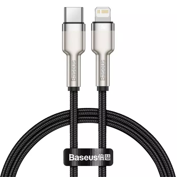 Baseus Cafule Metal USB-C - Lightning PD 20W 25cm kábel - fekete