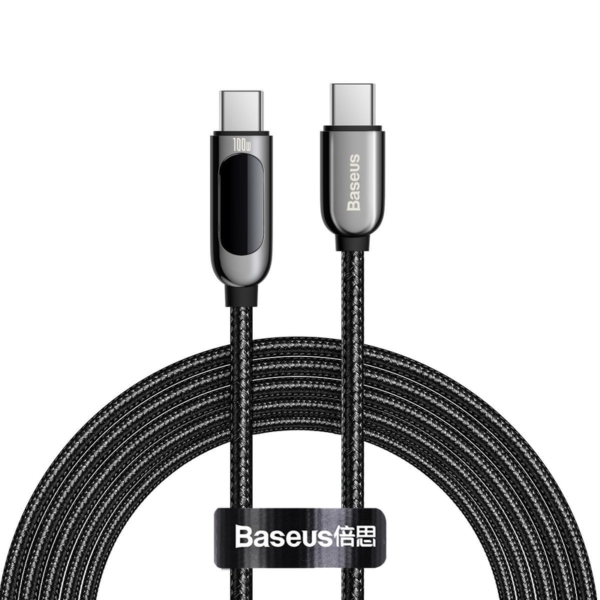 Baseus Display Fast Charging USB-C - USB-C 100W 2m kábel kijelzővel - fekete