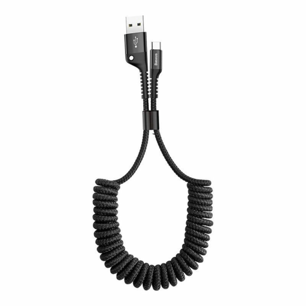 Baseus Double Spring USB - Lightning 2A 1,2m spirál kábel törésgátlóval - sötétszürke