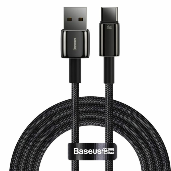 Baseus Tungsten Gold USB - USB-C 66W 2m szövet sodrott kábel - fekete