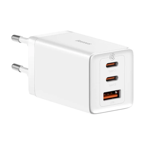 Baseus GaN5 Pro 65W 2xUSB-C + USB hálózati gyorstöltő - fehér