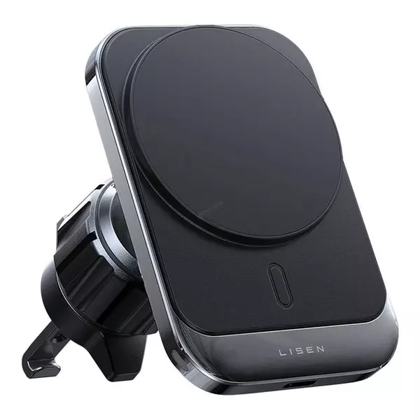 Lisen autós telefon tartó MagSafe mágneses vezeték nélküli töltéssel szellőzőnyílásba - fekete