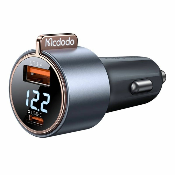 Mcdodo CC-5670 75W USB + USB-C PD autós gyorstöltő kijelzővel - fekete