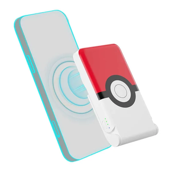 OTL Pokemon Pokeball 5000mAh USB-C 15W MagSafe Power Bank állvánnyal - piros-fehér