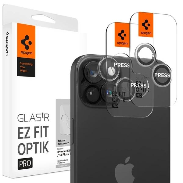 Spigen GLAStR EZ Fit Optik Pro Crystal Clear kameravédő - Apple iPhone 15 / 15 Plus - 2db