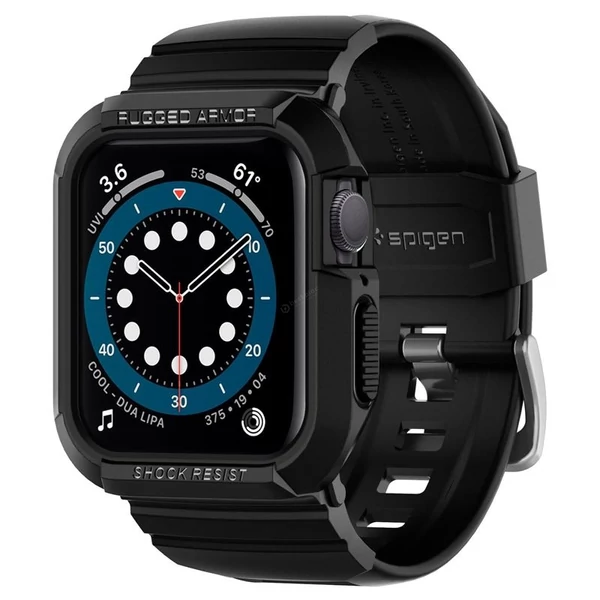 Spigen Rugged Armor Pro szíj és tok - Apple Watch 8/7 (41mm)/SE 2022/6/SE/5/4 (40mm) - fekete