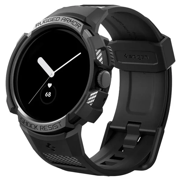 Spigen Rugged Armor Pro Black okosóra szíj és védőkeret - Google Pixel Watch / Watch 2 - fekete