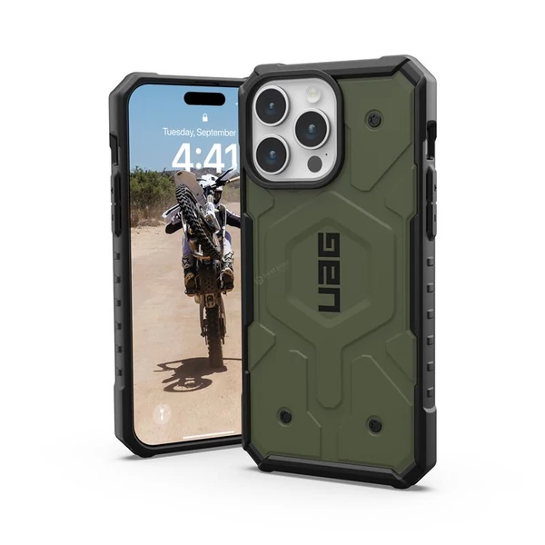 UAG Pathfinder MagSafe Olive Drab tok - Apple iPhone 15 Pro Max - sötét olivazöld