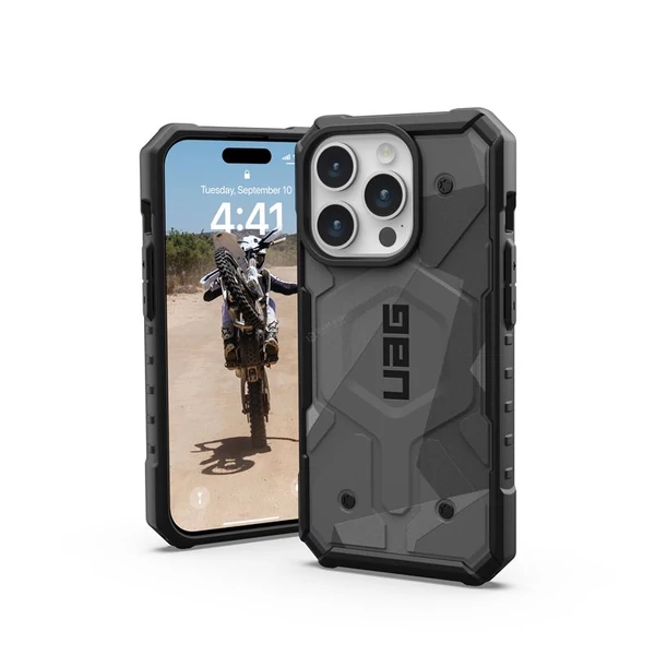 UAG Pathfinder SE MagSafe Geo Camo tok - Apple iPhone 15 Pro - szürke-terepmintás