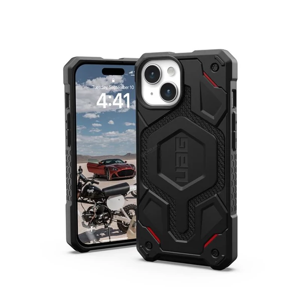 UAG Monarch Pro MagSafe Kevlar tok - Apple iPhone 15 - fekete