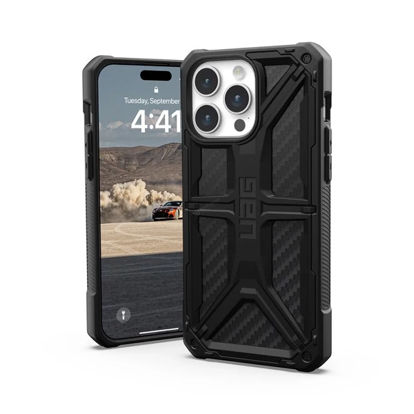 UAG Monarch Carbon Fiber tok - Apple iPhone 15 Pro Max - fekete