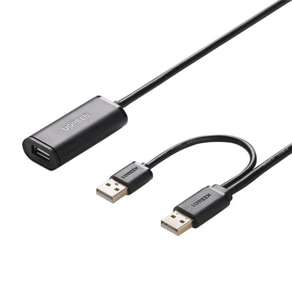 Ugreen US137 aktív 2xUSB 2.0 hosszabbító kábel 10m - fekete