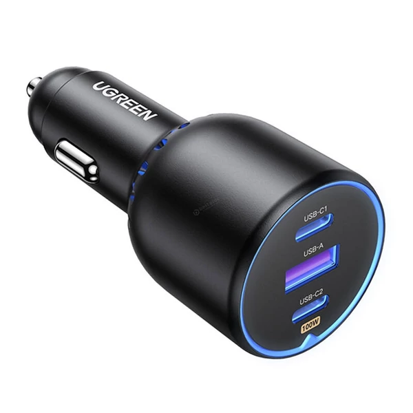 UGREEN CD293 2XUSB-C PD + USB 130W autós szivargyújtó gyorstöltő - fekete