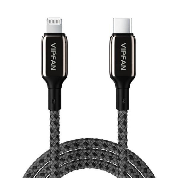 Vipfan P03 USB-C - Lightning 1,5m PD fonott kábel - fekete