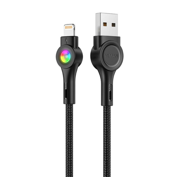 Vipfan Colorful X08 USB - Lightning 3A 1,2m kábel - fekete