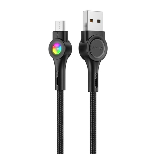 Vipfan Colorful X08 USB - micro-USB 3A 1,2m kábel - fekete