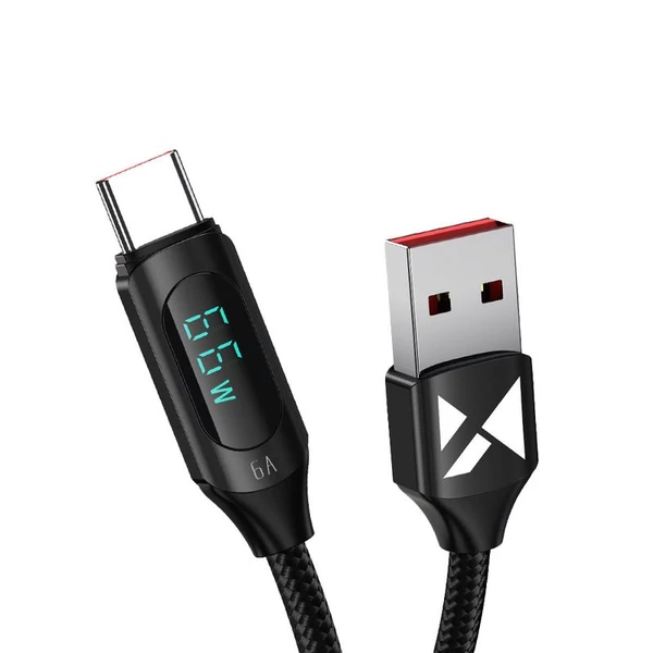 Wozinsky WUACC2 USB - USB-C 66W 6A 2m kábel kijelzővel gyorstöltéshez - fekete