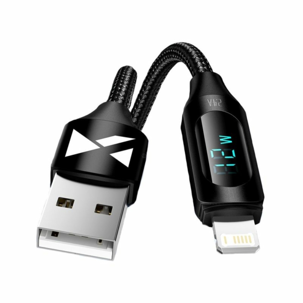 Wozinsky WUALC2 USB - Lightning  2,4A 2m kábel kijelzővel - fekete