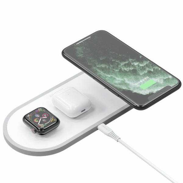 Dudao A11 3 az 1-ben Wireless Charge pad vezeték nélküli töltő Telefon + Airpods + Apple Watch számára - fehér