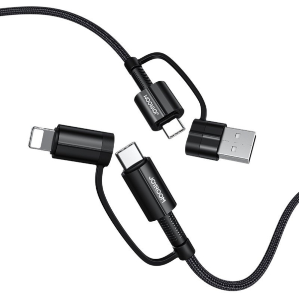 Joyroom 4az1-ben  USB Type-C / USB - USB Type-C / Lightning PD 3A 60W 1,2m kábel - fekete