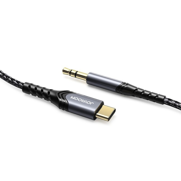 Joyroom HI-FI audio USB-C - 3,5mm jack szövött 1m kábel - fekete
