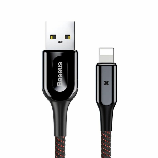 Baseus X-type USB - Lightning 2A 0,5m szövet kábel jelzőfénnyel - fekete