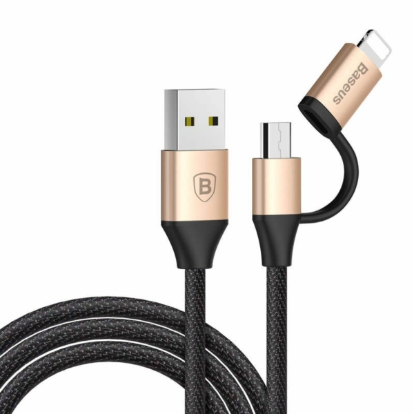 Baseus Yiven 2-in-1 USB - Micro-USB/Lightning 1m dual kábel arany
