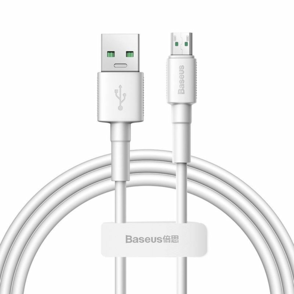Baseus Micro USB, Mini White Cable USB, 4A. 1m, White (CAMSW-D02)