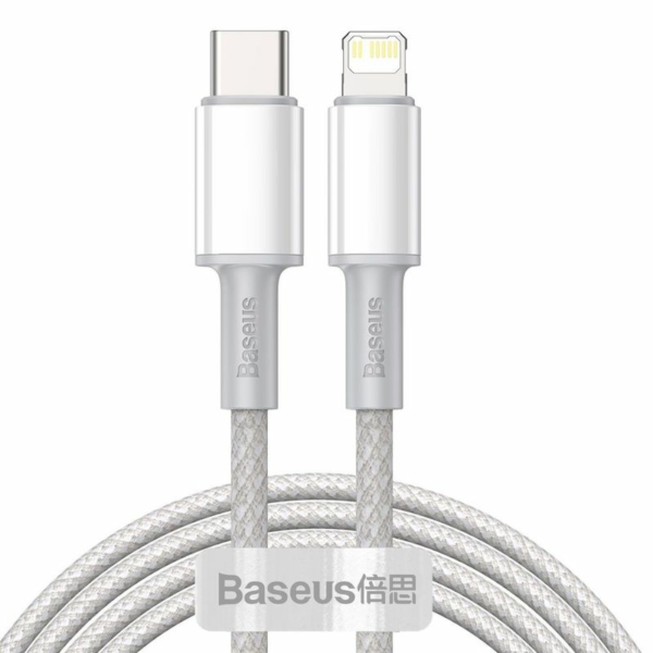 Baseus High Density USB-C - Lightning sodrott szövet PD 20W 5A kábel 2m - fehér