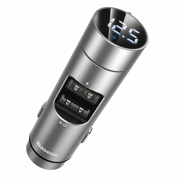 Baseus Energy Column Bluetooth FM Transmitter MP3 2xUSB 3,1A autós töltő - ezüst
