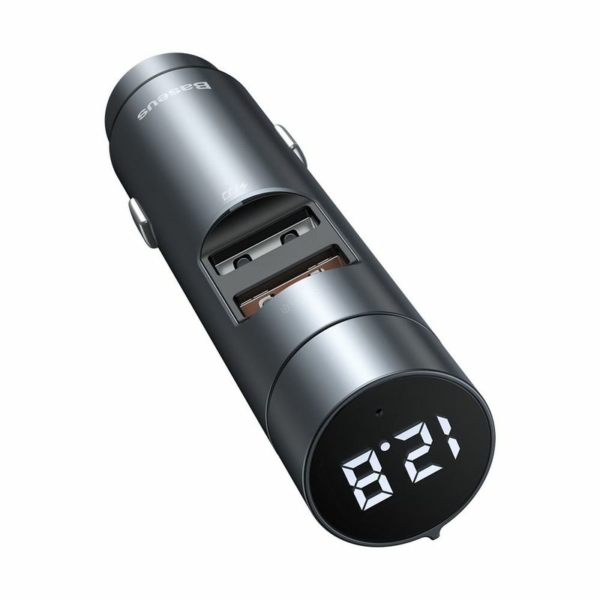 Baseus Bluetooth FM Transmitter Energy Column MP3 és autós töltő PPS QC 2xUSB 18W szürke