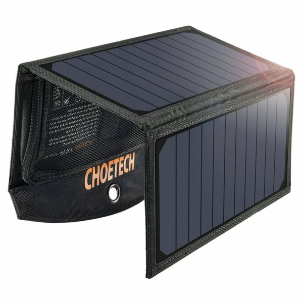 Choetech solar összecsukható napelemes töltő 19W 2x USB 2,4A fekete 