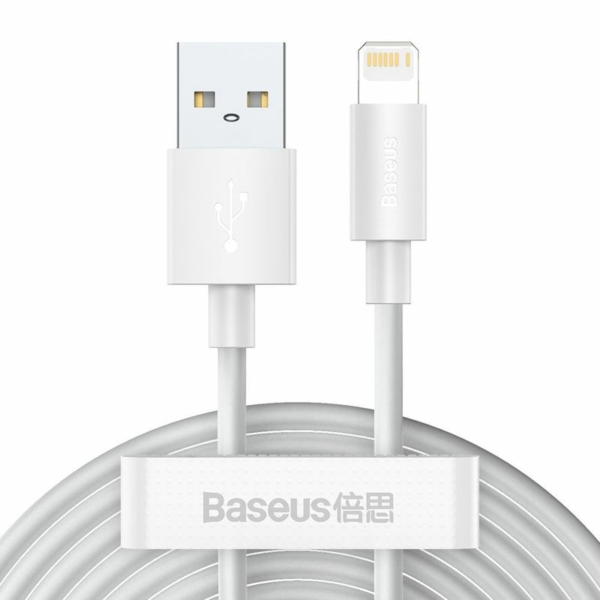 Baseus Simple Wisdom USB - Lightning 2,4A 1,5m kábel - fehér (2db)