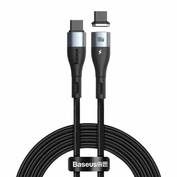 Baseus Zinc Magnetic USB Type-C - USB Type-C PD 100W 1,5m kábel - fekete