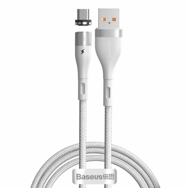 Baseus Zinc Magnetic USB - micro-USB 2,4A 1m kábel - fehér