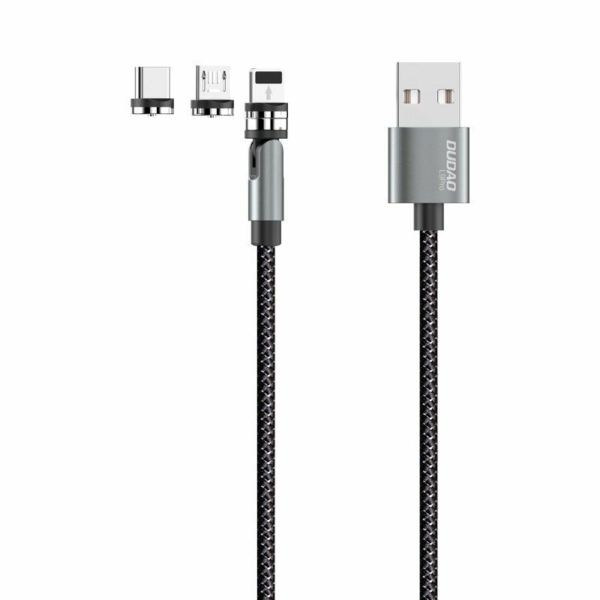 Dudao L9Pro Magnetic USB - Micro-USB / USB Type-C / Lightning sodrott kábel mágneses csatlakozókkal 3A 1m