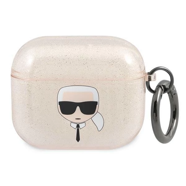 Karl Lagerfeld AirPods 3 Gitter Karl`s Head tok - áttetsző arany