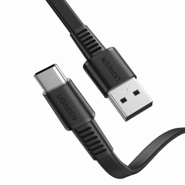 Ugreen US332 flat USB - USB Type-C QC lapos 3A 1m kábel - fekete