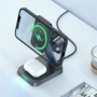 Kép 5/7 - Acefast E3 Qi Vezeték nélküli MagSafe töltő állvány 15W iPhone + Apple Watch + AirPods - fekete