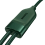 Kép 8/11 - Baseus Flash 2-az-1-ben USB-C - USB-C + Lightning PD QC 100W 1,2m kábel - zöld