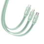 Kép 6/16 - Baseus Traction USB-C - micro-USB + Lightning + USB-C 100W 1,7m feltekerhető lapos kábel - zöld-fehér