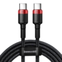 Kép 1/6 - Baseus Cafule USB Type-C - USB Type-C PD2.0 100W 20V 5A 2m szövet sodrott kábel gyorstöltéshez - fekete-piros