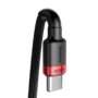 Kép 2/6 - Baseus Cafule USB Type-C - USB Type-C PD2.0 100W 20V 5A 2m szövet sodrott kábel gyorstöltéshez - fekete-piros